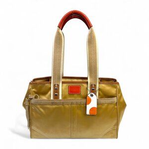 Coach Vintage Gold Nylon Hampton Tote Bag